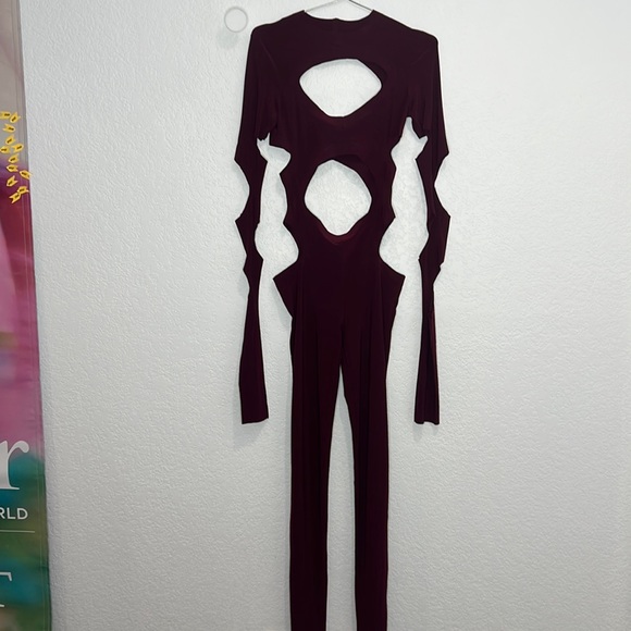 New Norma Kamali Long Sleeve Aztec Catsuit in Plum XS - Picture 2 of 16